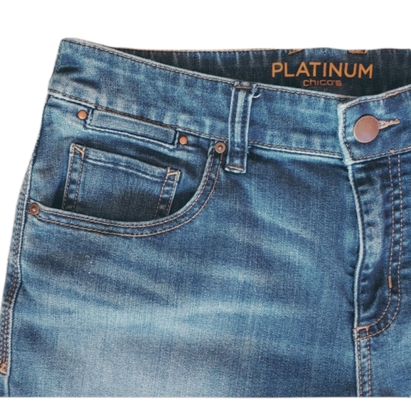 Chico's Platinum Straight Leg Jeans Dark Wash Denim Low Rise - Picture 5 of 8